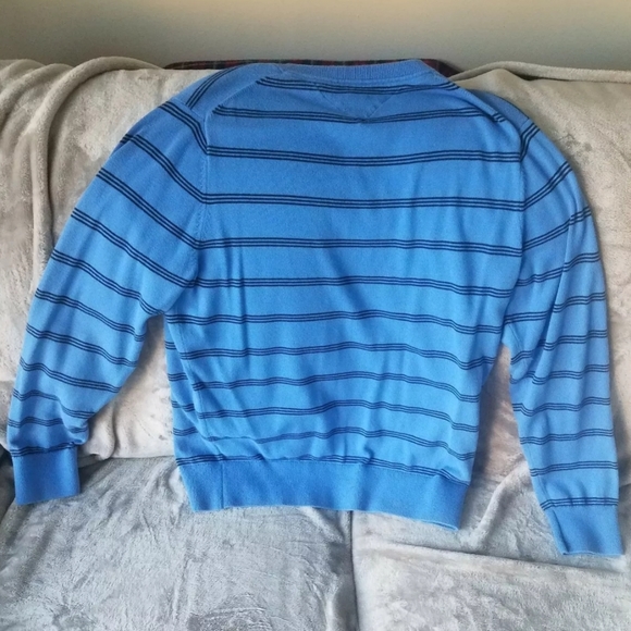 Mens Tommy Hilfiger Sweater XL Blue with Black - Picture 2 of 5
